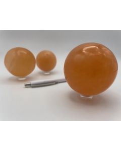 Selenite ball, 8 cm, orange, 10 pieces