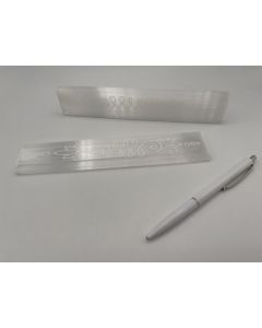 Selenite hand massage stick, angular, engraved, polished approx. 20 cm, 1 piece