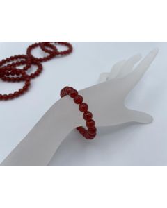 Wrist band, quartz (red colored), 8 mm spheres, 1 piece