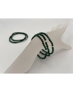 Wrist band, malachite (faceted) and real silver sphere, 4 mm spheres, 1 piece