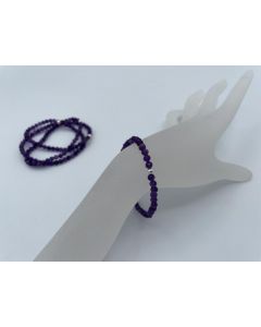 Wrist band, amethyst (faceted) and real silver sphere, 4 mm spheres, 1 piece