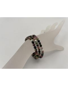 Wrist band, tourmaline (multicolour) and a real silver sphere, 5,5 mm spheres, 1 piece