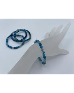 Bracelet, dyed agate, blue, faceted beads, 6 mm, 1 piece