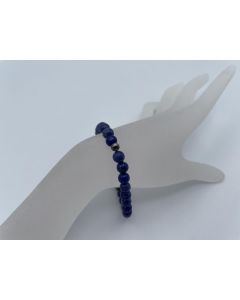 Wrist band, sodalite + silver, 6 mm spheres, 1 piece