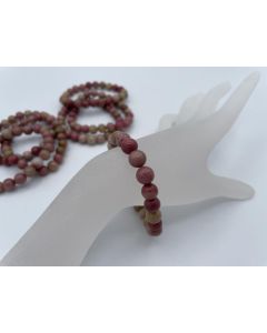 Wrist band, thulite, 8 mm spheres, 1 piece