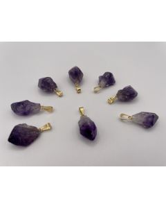 Amethyst crystal with eyelet, golden, 1 piece