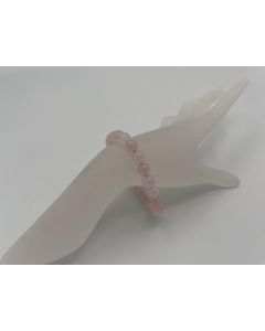 Wrist band, rose quartz, 8 mm spheres, 1 piece