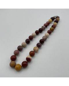 Necklace with 12 mm mookaite spheres, 45 cm long, 1 piece