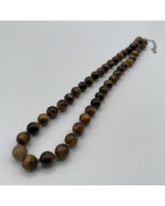 Necklace with 8 mm tigers eye spheres, 45 cm long, 1 piece