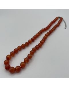 Necklace with 8 mm carnelian spheres, 45 cm long, 1 piece