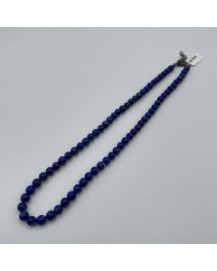 Necklace with 6 mm lapis-lazuli spheres with sterling silver lock, 45 cm long, 1 piece