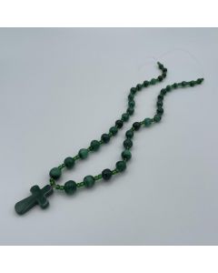 Malachite bead string with cross pendant (hand made in the Congo) 1 piece
