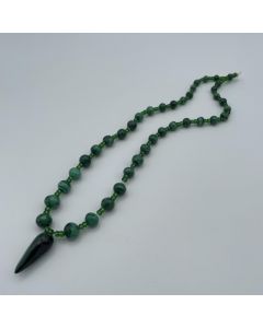 Malachite bead string with pointed pendant (hand made in the Congo) 1 piece