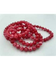 Bracelet, agate, red dyed, 8 mm, 10 piece