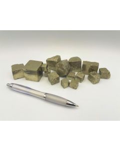 Pyrite xx; large cubes off matrix, Navajun, Spain; 1 kg 