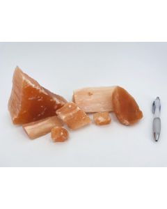 Selenite, gypsum, alabaster; orange, Midelt, Morocco; 1 kg