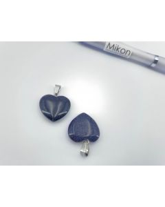 Gemstone pendant, chain pendant; heart, blue river, approx. 2 cm; 1 piece

