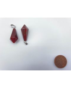 Gemstone pendant; elongated pendulum, Red Jasper, approx. 3 cm; 1 piece