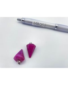 Stone pendulum pendant; Quartz, pink dyed; 1 piece