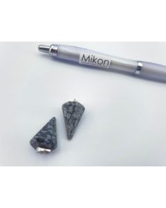 Stone pendulum pendant; Snowflake Obsidian; 1 piece