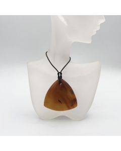 Pendant made of carneol with leather band (Unique!)