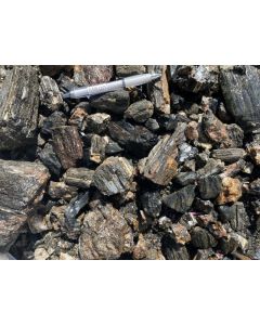 Schorl, black tourmaline; striped, XXL crystal parts, Namibia; 100 kg