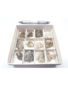 Mountain crystal xx, smokey quartz xx, chlorite; rather dark crystals and crystal groups,  Zinggenstock, Switzerland, from the Strahler Rufibach; 1 lot with 12-16 pieces (mm)