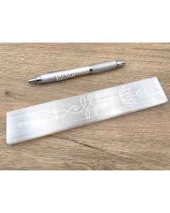 Selenite bar/rod, "blossom" angular, engraved, polished approx. 20 cm, 1 piece