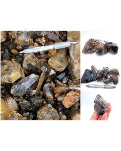 Smoky quartz; partly morion, dark pieces, Zomba, Malawi; 10 kg.