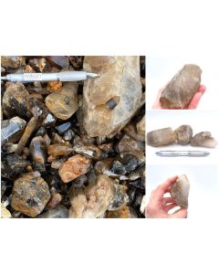 Smoky quartz; lighter pieces, Mzimba, Malawi; 10 kg
