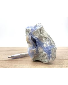 Layer agate "Blue Lace", druzy, calcite; Jombo, Malawi; Cab