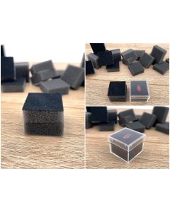 Gemstone Box with lid, Micromount Box; with black inlay, 1 x 1 x 4/5 inch (28 x 28 x 22 mm); bag of 100 pcs
