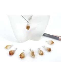 Citrine crystal pendant; with eyelet, silver; 1 piece