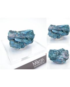 Enargite pseudomorphic to azurite, develline, linarite; Tsumeb Mine, Otavi Mountains, Namibia, before 1987; Min, single pieces