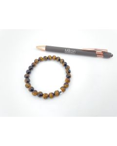 Wirst band for men, tigers eye, 8 mm spheres, 1 piece
