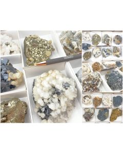 Galena, Pyrite, Arsenopyrite, Calcite, Rhodochrosite etc. sulphide crystals on matrix; Trepca, Kosovo; 1 flat