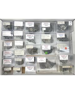 Minerals mixed, carbonates; Worldwide, Gerd Tremmel collection; 1 flat