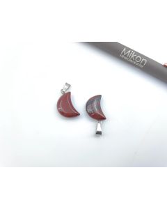 Gemstone pendant; moon, half moon, Red Jasper, approx. 1.8 cm; 1 piece