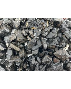 Schorl (black tourmaline); crystal parts, Tanzania; 100 kg