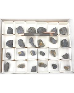 Silver minerals, pyrargyrite xx, dyscrasite, argyrodite xx, canfieldite xx; Colquechaca, Bolivia; 1 half size flat, Unique