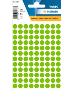 Adhesive lables (dots) fluorescent-green, 8 mm diameter, 1 small package, Made in Germany (!)