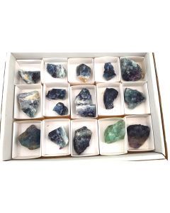 Rainbow Fluorite xx; Uis, Namibia; 1 tray with 20 pieces