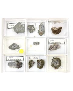 Topas, Hematite, Sellaite xls; Nivelingsberg, Eifel, Germany; Box