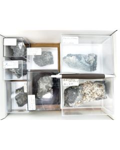 Minerals mixed; Ariskop Quarry, Namibia, Gerd Tremmel collection; 1 half size flat; 7 pieces