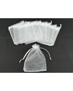 Jewellery bags; "Organza"; white; 10 pieces