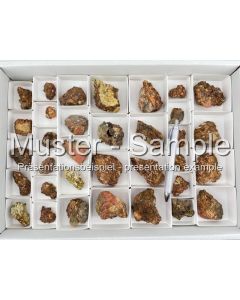Lorandite xls, Picropharmacolite xls, Rebulite, etc.; Allchar, Northern Macedonia; 1 flat