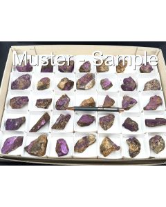 Purpurite; washed!; Sandanab, Namibia; 1 flat with 35 pieces

