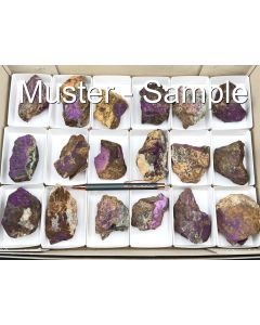 Purpurite; washed!; Sandanab, Namibia; 1 flat with 18 pieces

