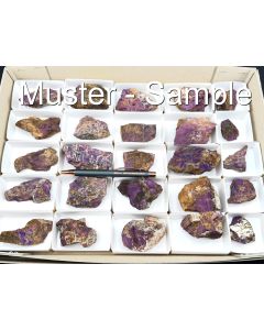 Purpurite; washed!; Sandanab, Namibia; 1 flat with 25 pieces

