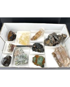 Smithsonite, Selenite xls etc.; Laurion, Greece; 1 flat; unique
